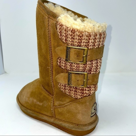 Bearpaw Kids Winter Boots – Sheepskin Leather, Wool Lined, Size 2 - Picture 7 of 11